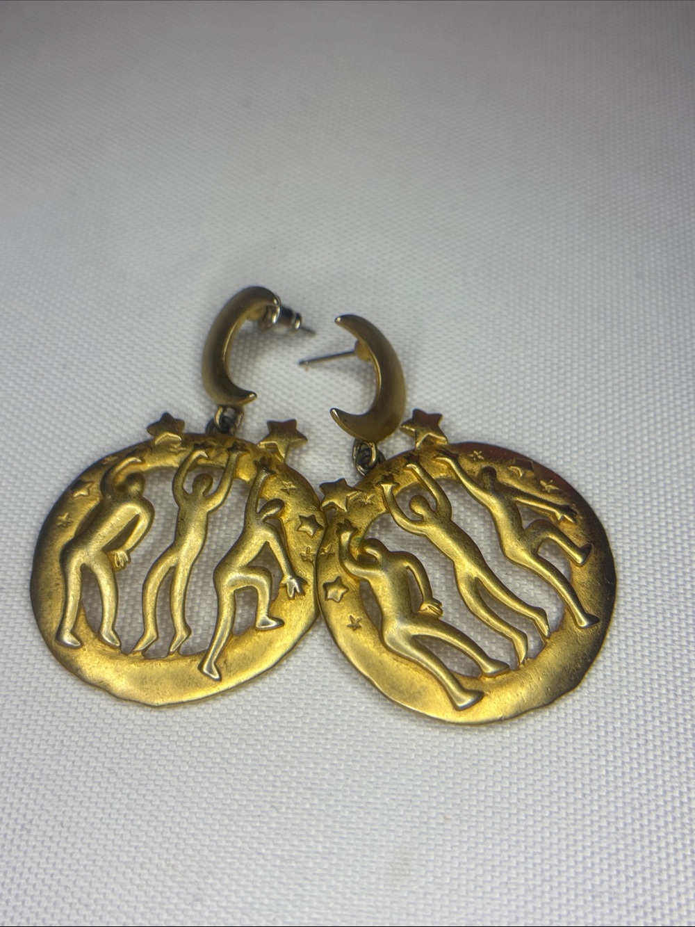 j.j matte gold moon dance Statement round earrings